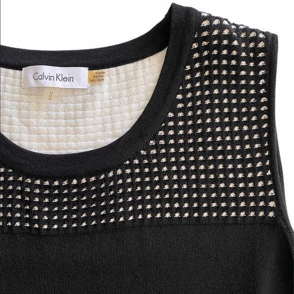 CALVIN KLEIN Black and White Sleeveless Top - Picture 2 of 4